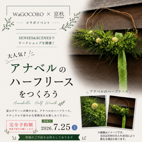 【上越市】大人気！アナベルリースづくりワークショップ｜WaGOCORO×京杦｜7月25日開催